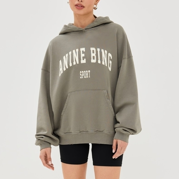 Anine Bing Sweaters - Anine Bing Sport Hoodie in Olive